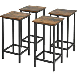 Lot de 4 Tabourets de Bar Avec Repose-Pieds,Chaises De Bar Style Moderne,Tabouret Haut 62 cm pour Cuisine,Café,Bistro,Marron - Costway