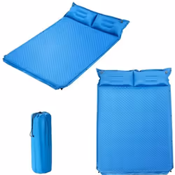 COSTWAY Matelas de Camping Autogonflant 2 Personnes avec 2 Oreillers 187x131x4 CM et Sac Portable en PVC Imperméable pour Ran ...