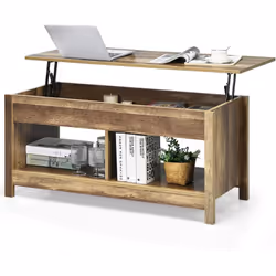 Description générale Notre table basse avec plateau relevable vous offre un espace de travail et de rangement confortable. Do ...