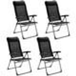 COSTWAY Lot de 4 Chaises de Jardin Pliantes Dossier Haut 7 Positions Réglables en Tissu Respirant 72x62x67-116 CM pour Porche Patio