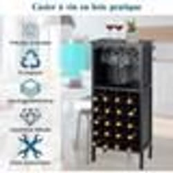 COSTWAY Casier à Vin Multifonctionnel avec 20 Emplacements de Bouteilles et Etagère pour Flûte à Champagne pour Cuisine Bar Noir