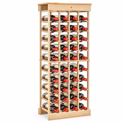 COSTWAY Porte-Bouteilles en Bois de Pin Massif pour 40 Bouteilles Étagère Casier à Vin Modulable pour Bar Cuisine 465x275x113 ...