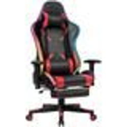 COSTWAY Chaise Gaming RVB  Fauteuil Gamer Éclairage LED 358 Effets en PU avec Dossier Hauteur et Repose Pieds Réglable Rouge