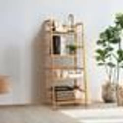 COSTWAY Bibliothèque à 4 Étages en Bambou 48 x 32 x 115 CM (L x l x H) Étagère de Rangement pour Salon Cuisine Bureau Naturel