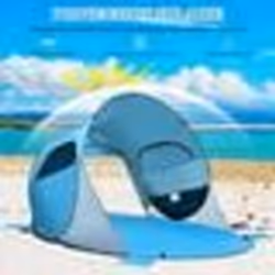 COSTWAY Tente de Plage Pop-up Pliable Automatique Instantanée 3-4 Personnes Anti UV avec 8 Sardines 4 Cordes d’Ancrage Bleu