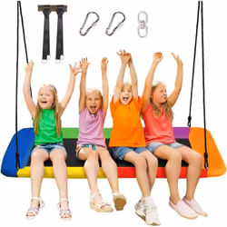 【Balançoire fiable et durable】La balançoire est fabriquée avec des tube galvanisés très résistants, un tapis de saut en polyp ...