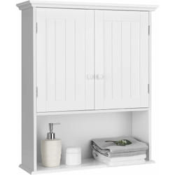 Costway - Meuble de Salle de Bain, Armoire Murale avec 2 Porte et 3 Etagères, Meuble de Rangement avec Cloison Amovible, 60 x 20 x 70,5 cm (l x l x