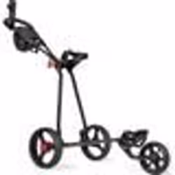 COSTWAY Chariot de Golf 3 Roues Pliable avec Poignée Réglable Carte de Pointage Porte-parapluie et Porte-tee Sac en Maille Noir