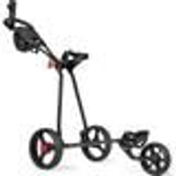 COSTWAY Chariot de Golf 3 Roues Pliable avec Poignée Réglable Carte de Pointage Porte-parapluie et Porte-tee Sac en Maille Noir