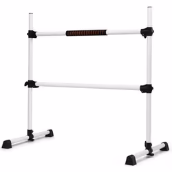 Barre de Danse Classique Hauteur Réglable - COSTWAY - Double Barre - Eponge Base Rotative - Charge 50KG
