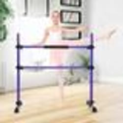 COSTWAY Double Barre de Danse Classique Hauteur Réglable 20-119CM avec Eponge Base Rotative Charge 50KG pour Gymnase/Traction