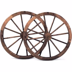 COSTWAY Set 2 Roue Décorative en Bois Décoration pour Jardin Bar Salon etc. Couleur Naturel 76x76x35 CM
