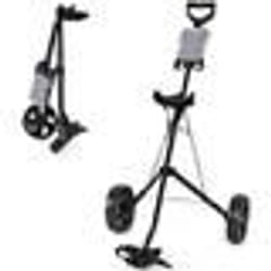 COSTWAY Chariot de Golf 2 Roues Pliable en EVA avec Emplacements pour 4 Tees 4 Balls et Tableau de Score Cadre Fer Sangle Réglable