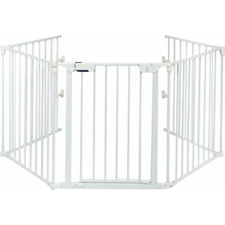 Barrière de Sécurité Enfant Clôture de Cheminée en Fer Pare-Feu de Cheminée 5 Pans 300x75cm (Blanc) - Costway