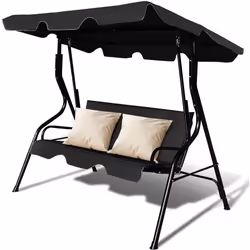 COSTWAY Balancelle de Jardin sur Pied 3 Personnes avec Toit Réglable Imperméabilisant pour Jardin Terrasse Charge Max 210KG-N ...