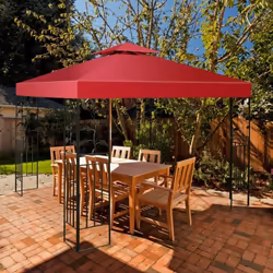 COSTWAY Toile de Rechange pour Tonnelle Tente 3 x 3 M en Polyester Impérméable de Jardin pour Pavillon Vin Rouge