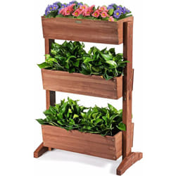 Costway - Etagères à Plantes en Bois à 3 Niveau Amovibles Hauteur et Inclinaison Ajustable Multifonctions Intérieur/Extérieur