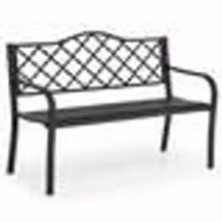COSTWAY Banc de Jardin 2 Places 128 x 52 x 89 CM en Métal pour Parc VérandaTerrasse Balcon Charge max : 227 KG