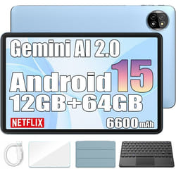 Blackview Tab 20 Wifi Tablette Google Gemini AI 2.0 10.1 Android 15 2.4G+5G Wifi12+64 Go-SD 2 To 6600mAh Bleu Avec Clavier K1