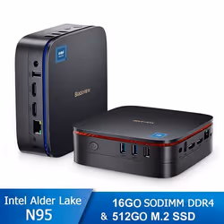 Mini PC Blackview MP60 16 Go DDR4 512 Go SSDIntel Alder Lake N95 3.40 GHzWindows 112.4-5G WiFi - Noir