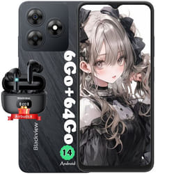 Blackview WAVE 8C Téléphone Portable Pas Cher 6.56 6Go+64Go 13MP+8MP 4700mAh Dual SIM Noir avec Blackview AirBuds 8