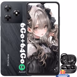 Blackview WAVE 8C Smartphone Pas Cher 6.56 6Go+64Go 13MP+8MP 4700mAh Dual SIM Noir avec Blackview AirBuds 60