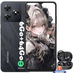 Blackview WAVE 8C Smartphone Pas Cher 6.56 6Go+64Go 13MP+8MP 4700mAh Dual SIM Noir avec Blackview AirBuds 60