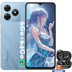 Blackview WAVE 8C Smartphone Pas Cher 6.56 6Go+64Go 13MP+8MP 4700mAh Dual SIM Bleu avec Blackview AirBuds 60