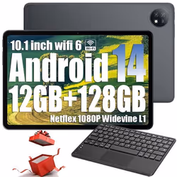 Oscal Pad 7 Tablette Tactile 10.1 HD Android 14 RAM 12 Go ROM 128 Go-SD 1 To 6600mAh 8MP+13MP Widevine L1 Gris Avec Clavier K ...