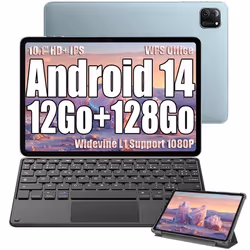 Oscal Pad 70 WiFi Tablette Tactile 10.1 HD+ IPS Android 14 2.4G+5G WiFi 6 RAM 8 Go ROM 128 Go-SD 1 To 6580mAh Bleu Avec Clavi ...