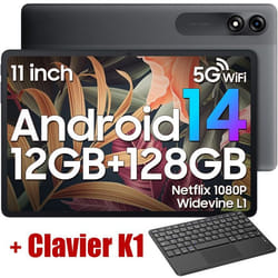 Blackview Tab 90 WiFi Tablette Tactile 10.9 HD+ IPS Android 14 2.4G+5G WiFi 12 Go + 128 Go-SD 2 To 8200mAh Gris Avec Clavier K1