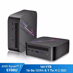 Mini PC Blackview MP100 AMD Ryzen™ 7 5700U 4.3GHz Max 16 Go 1 To-SSD 2To Windows 11 Pro Wifi 6 4K UHD Display NETFLIX - Gris