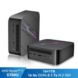 Mini PC Blackview MP100 AMD Ryzen™ 7 5700U 4.3GHz Max 16 Go 1 To-SSD 2To Windows 11 Pro Wifi 6 4K UHD Display NETFLIX - Gris