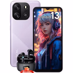 Oscal FLAT 1C Téléphone Portable pas cher 65 pouces 4Go+32Go 4700mAh Android 13 Violet avec Blackview Airbuds 8