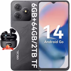 Oscal FLAT 2C Téléphone Portable 656 64Go 5000mAh Android 14 Dual SIM Noir avec Blackview Airbuds 8