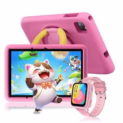 Blackview Tab A6 Kids Tablette pour Enfants Android 14 10.1 HD+ 12Go + 128Go /SD 1TB 5100mAh Rose Avec Montre Enfant Z10 Rose