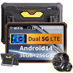Blackview Active 10 Pro Tablette Tactile 11 Android 1450MP+20MP36+256Go/SD 2To30000mAh(55W) Orange Avec Montre W50Pro Noir