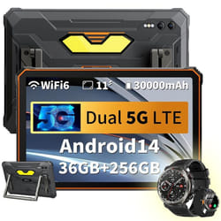 Blackview Active 10 Pro Tablette Tactile 11 Android 1450MP+20MP36+256Go/SD 2To30000mAh(55W) Orange Avec Montre W50Pro Noir