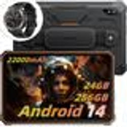 Blackview Active 8 Pro Tablette Incassable 10.36 2.4K FHD+ 24Go+256Go 22000mAh(33W) 48MP+16MP Android 14 Orange Avec W50Pro Noir