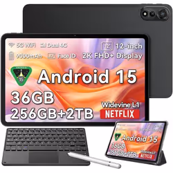 Blackview MEGA2 Tablette Tactile 11.97 Android 15 2.4G+5GHz Wifi RAM 36 Go ROM 256 Go/SD 2 To 9000mAh Gris Avec Clavier K1