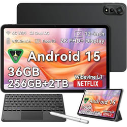 Blackview MEGA2 Tablette Tactile 11.97 Android 15 2.4G+5GHz Wifi RAM 36 Go ROM 256 Go/SD 2 To 9000mAh Gris Avec Clavier K1