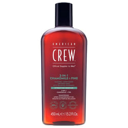 American Crew 3-En-1 Camomille et Pin, Shampooing, Après Shampooing & Gel Douche pour Cheveux et Corps (450ml), Revitalisant, hydratant et apaisant.