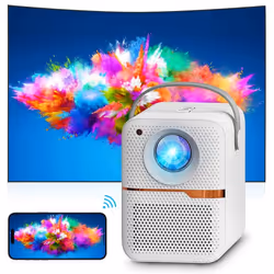 Mini Vidéoprojecteur 1080P 5G WiFi Nouvelle Génération Auto Focus Bluetooth Home Ciné pour Phone/TV Stick/HDMI/AV/USB-Blanc