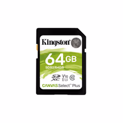 Kingston Technology Carte SDXC Canvas Select Plus 100R C10 UHS-I U1 V10 de 64 Go, 64 Go, SDXC, Classe 10, UHS-I, 100 Mo/s, Cl ...