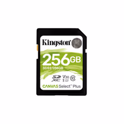 Kingston Technology Carte SDXC Canvas Select Plus 100R C10 UHS-I U3 V30 de 256 Go, 256 Go, SDXC, Classe 10, UHS-I, 100 Mo/s,  ...
