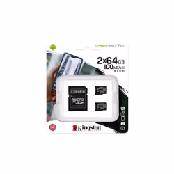Kingston Technology Pack de deux cartes micSDXC Canvas Select Plus 100R A1 C10 de 64 Go + ADP simple - Vue supplémentaire 5