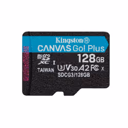 Kingston Technology Carte microSDXC Canvas Go Plus 170R A2 U3 V30 de 128 Go sans ADP, 128 Go, MicroSD, Classe 10, UHS-I, 170  ...