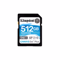 Kingston Technology Carte SDXC Canvas Go Plus 170R C10 UHS-I U3 V30 de 512 Go, 512 Go, SD, Classe 10, UHS-I, 170 Mo/s, 90 Mo/ ...