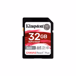 Kingston Technology 32GB Canvas React Plus SDHC UHS-II 300R/260W U3 V90 for Full HD/4K/8K, 32 Go, SD, Classe 10, UHS-II, 300  ...