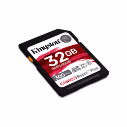 Kingston Technology 32GB Canvas React Plus SDHC UHS-II 300R/260W U3 V90 for Full HD/4K/8K